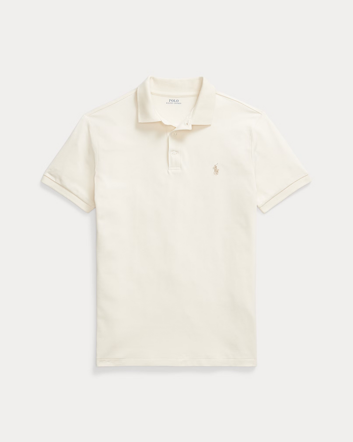 Custom Slim Fit Stretch Mesh Polo - Cream