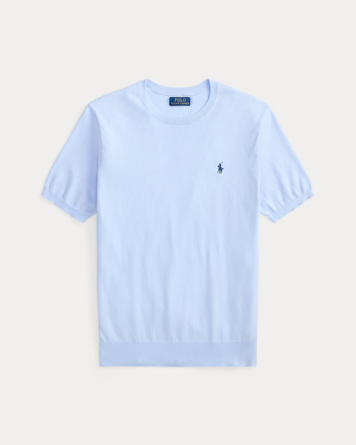 Knitted Cotton Crewneck T-Shirt - Sky