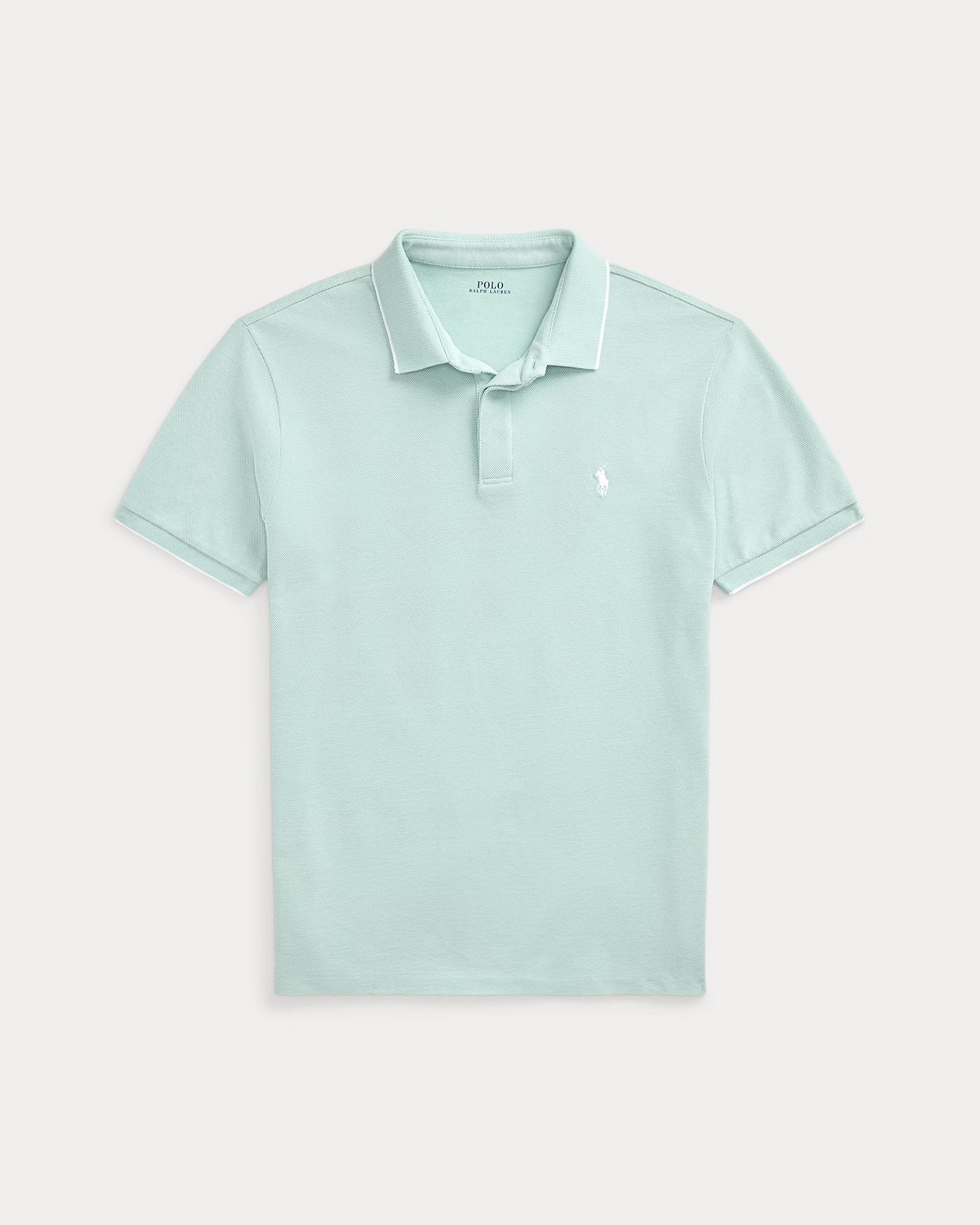 Custom Slim Fit Tipped Stretch Oxford Mesh Polo - Teal Green