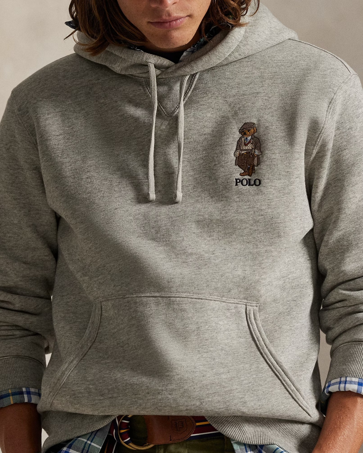 Bear Fleece Overhead Hoodie - Grey