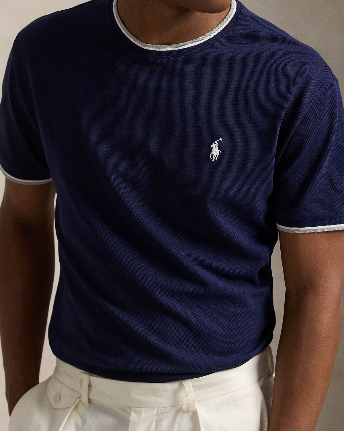 Classic Fit Stretch Mesh T-Shirt - Navy