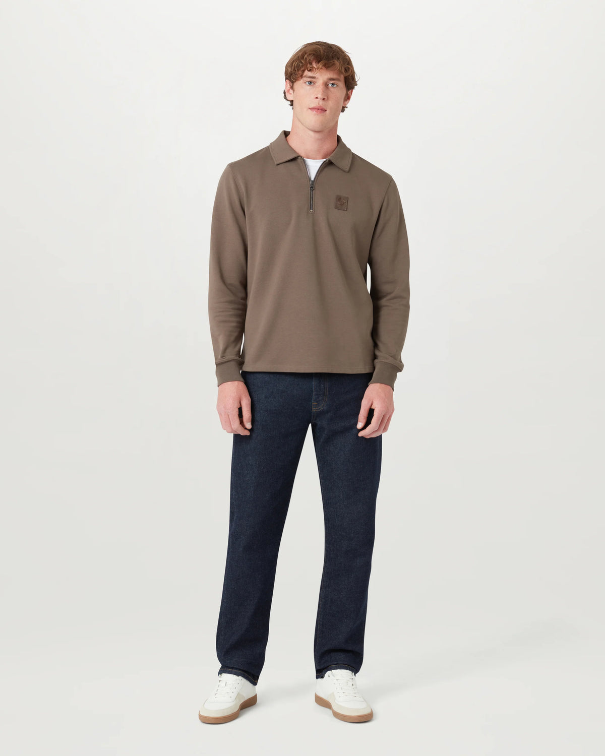 Curator Quarter Zip Collared Sweatshirt - Khaki