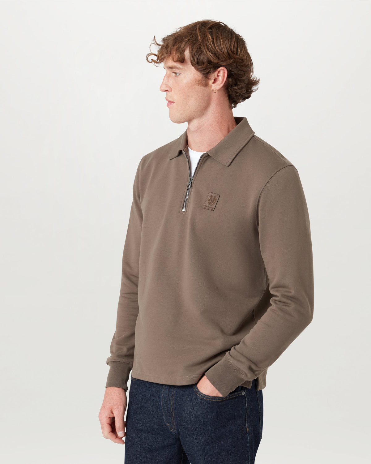 Curator Quarter Zip Collared Sweatshirt - Khaki