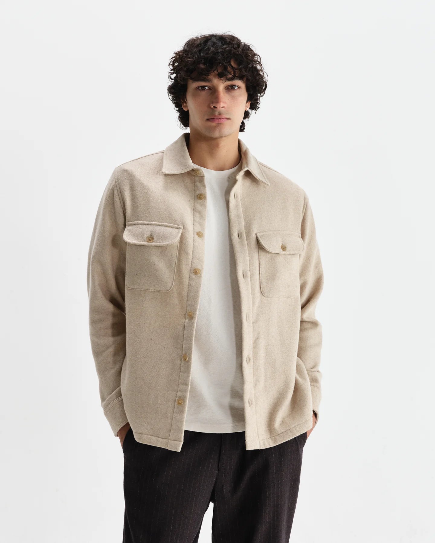 Lomond Heavy Wool Overshirt - Beige