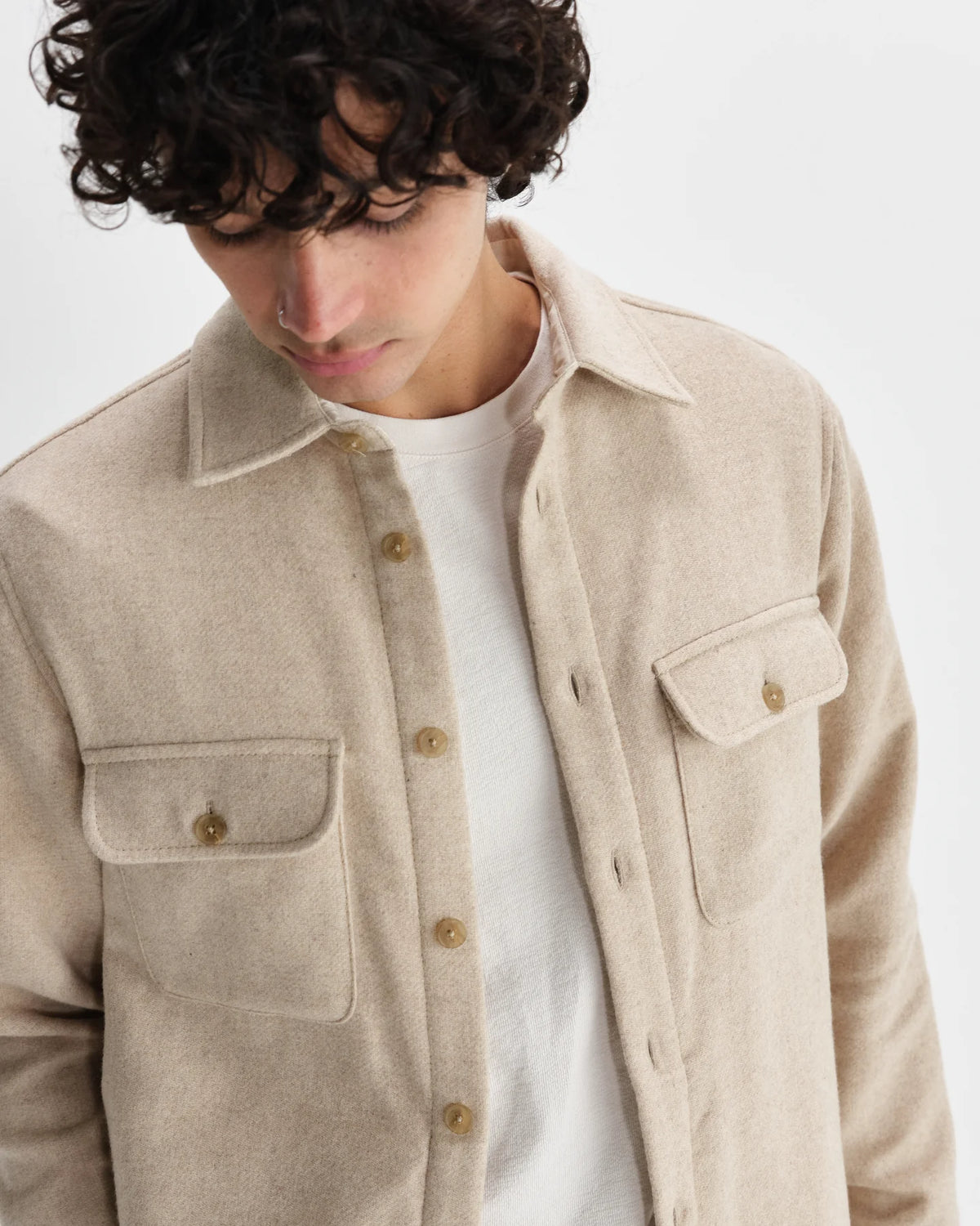 Lomond Heavy Wool Overshirt - Beige