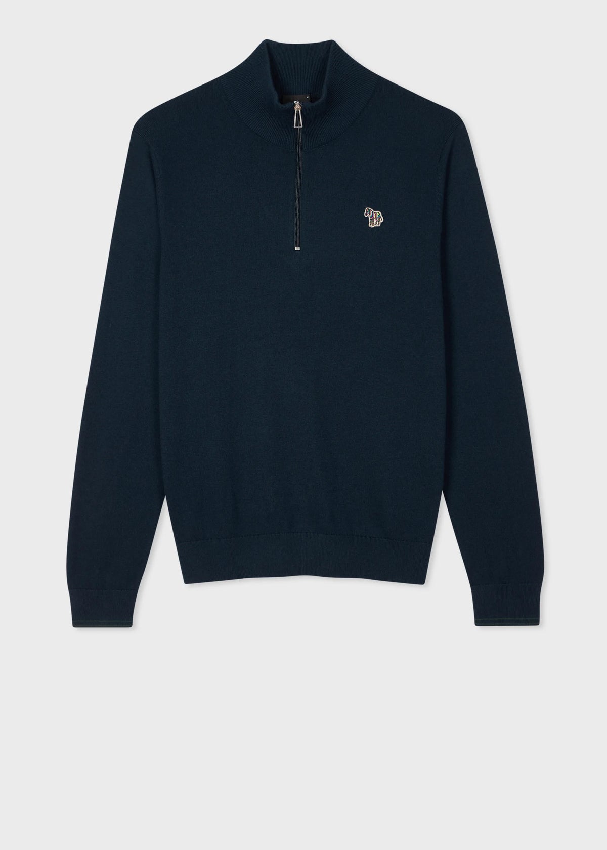 Half Zip Zebra Knitwear Sweater - Navy