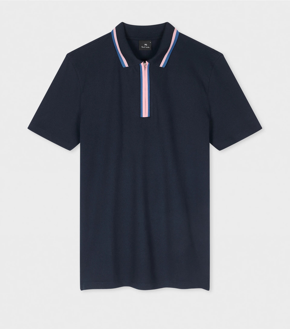 Organic Cotton Navy Zip Polo Shirt - Navy