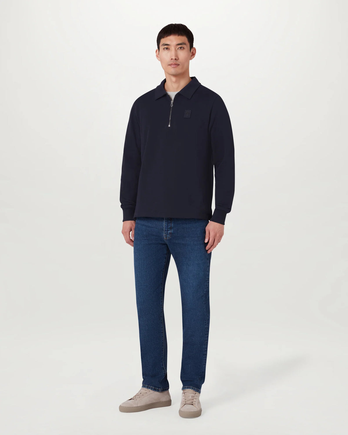 Curator Quarter Zip Collared Sweatshirt - Navy