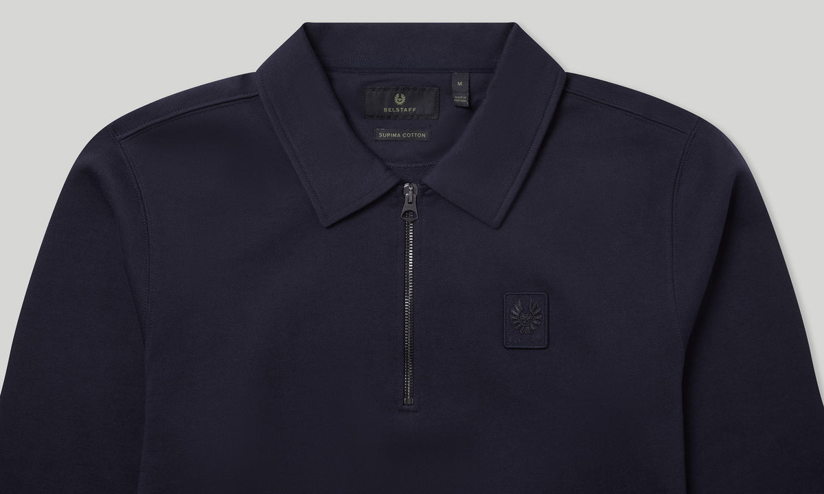 Curator Quarter Zip Collared Sweatshirt - Navy