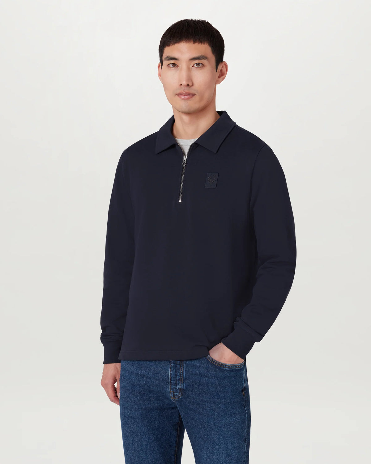 Curator Quarter Zip Collared Sweatshirt - Navy