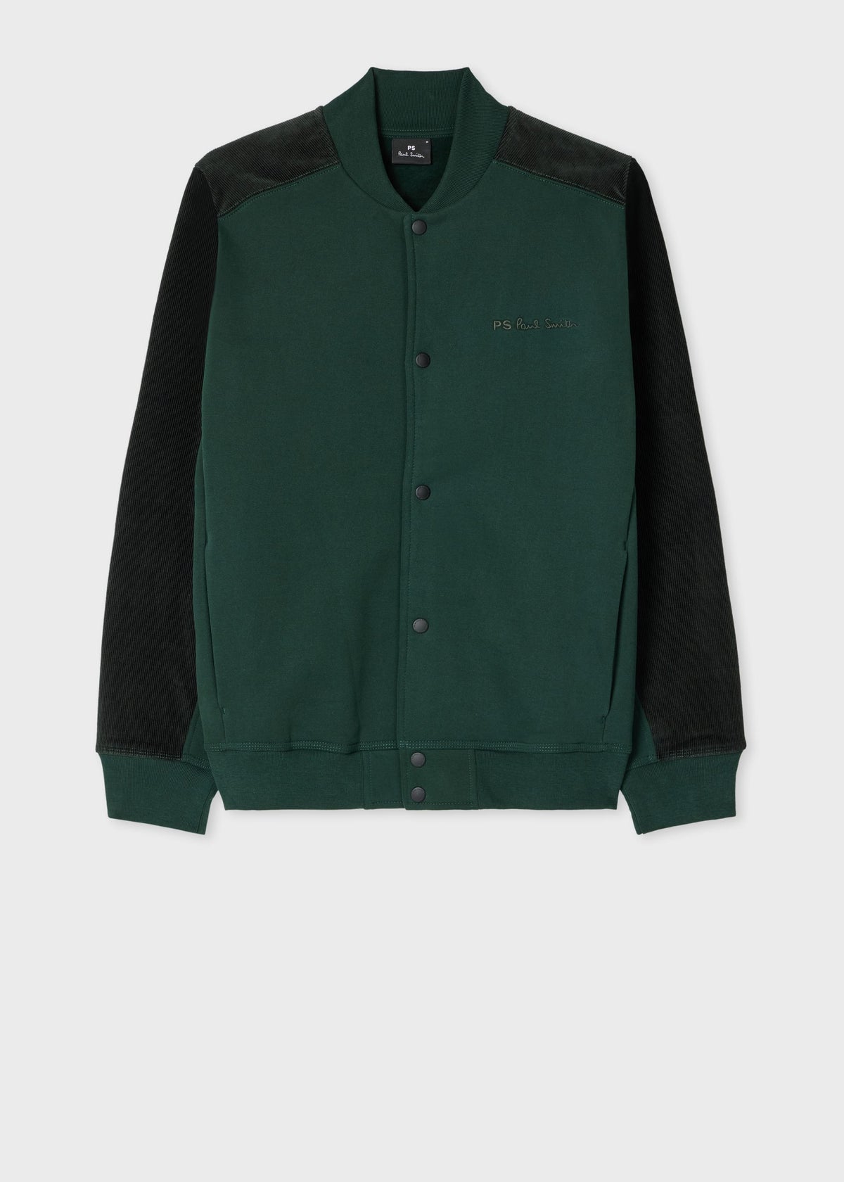 Mixed Fabric Jersey Bomber Jacket - Green