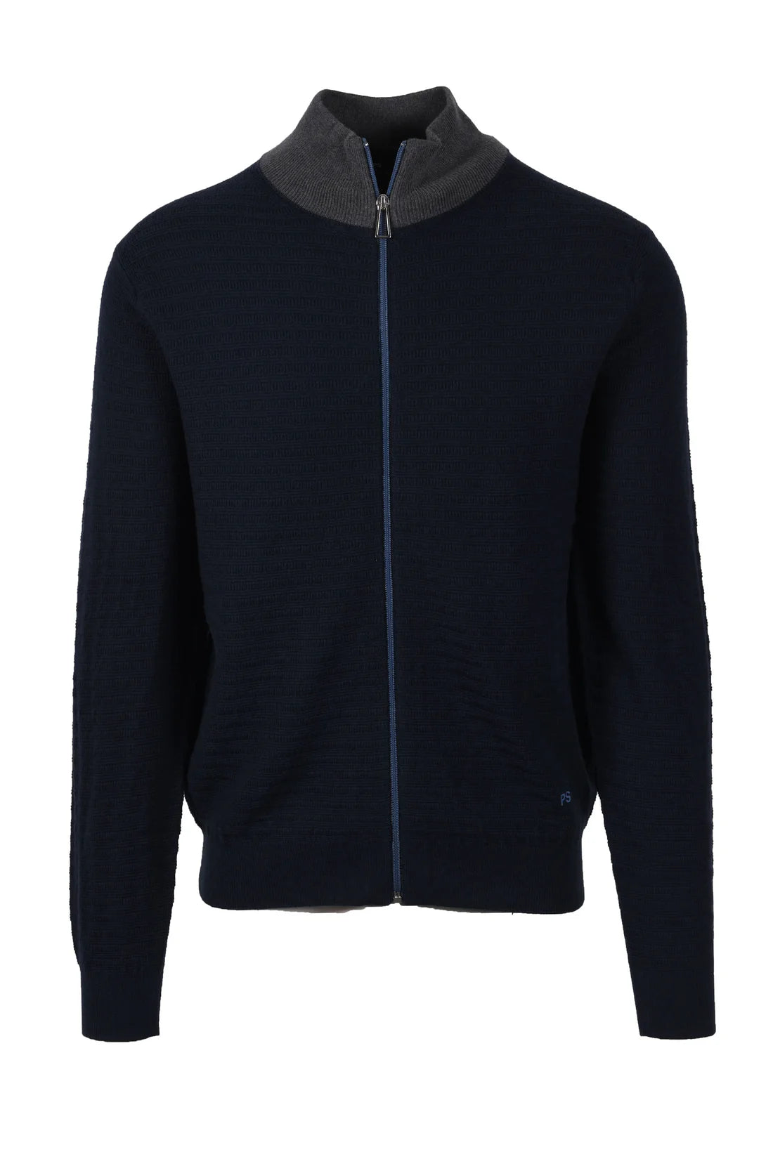 Zip Through Knitted Cardigan - Navy