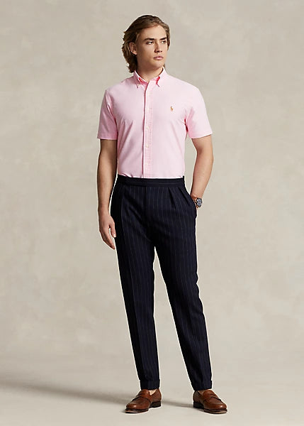 Slim Fit Short Sleeve Oxford Shirt - Pink