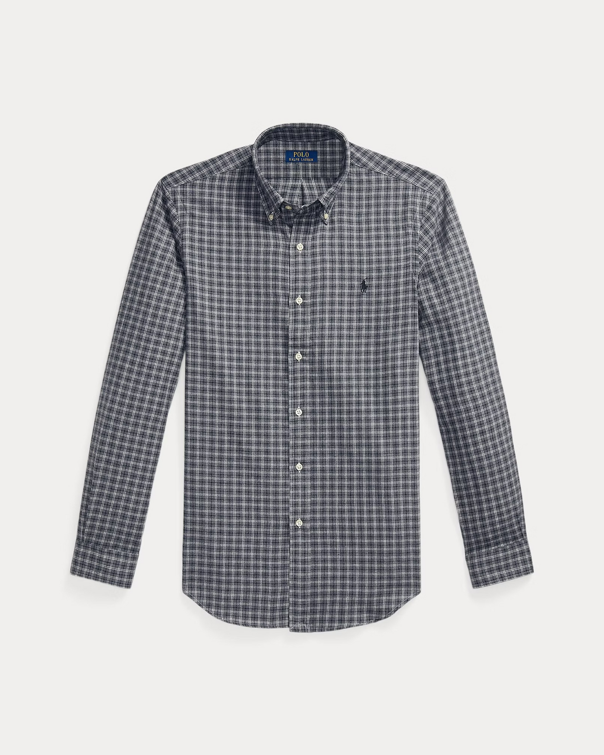 Custom Fit Plaid Twill Shirt - Grey