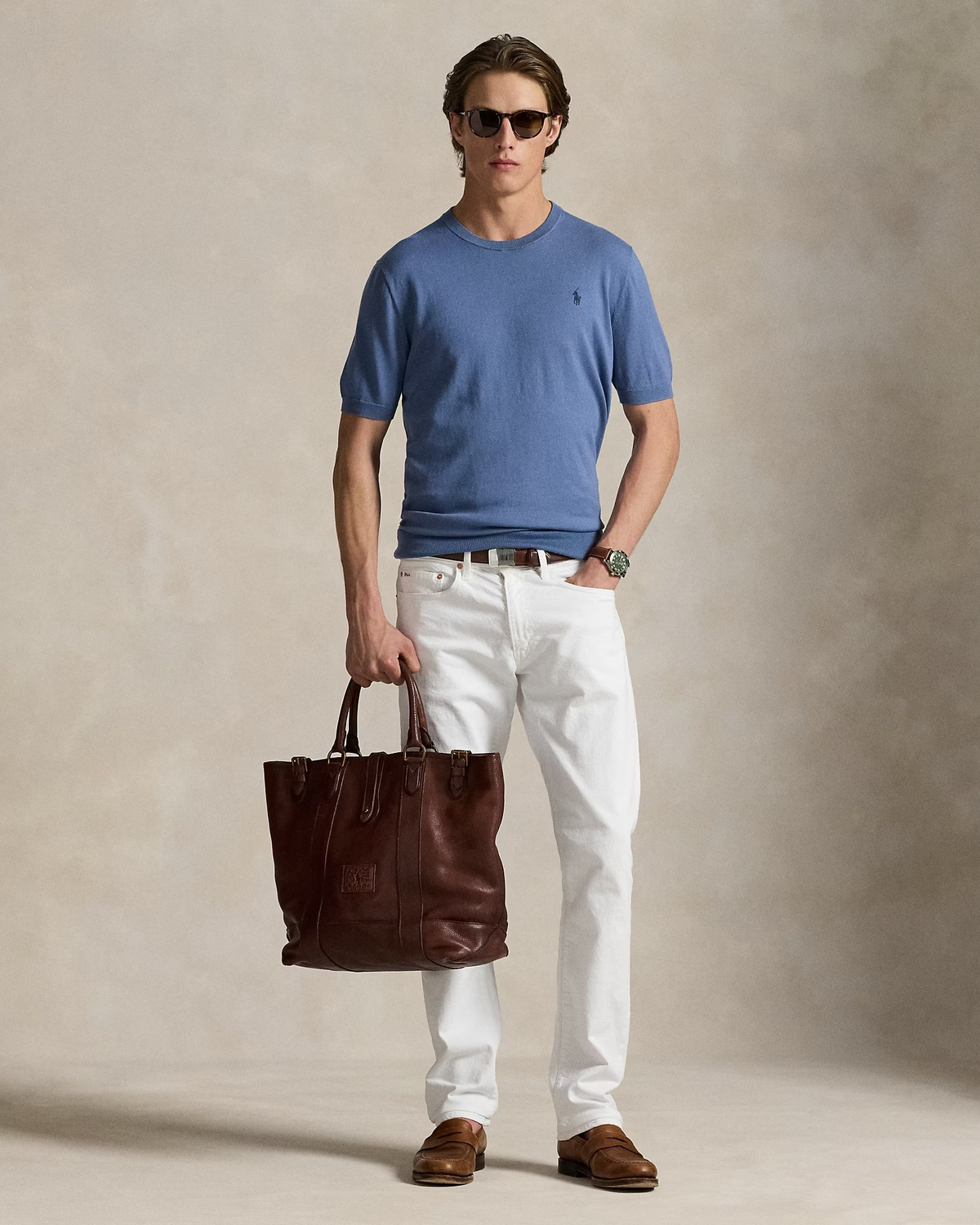 Cotton Crewneck Short-Sleeve T-Shirt - Capri Blue