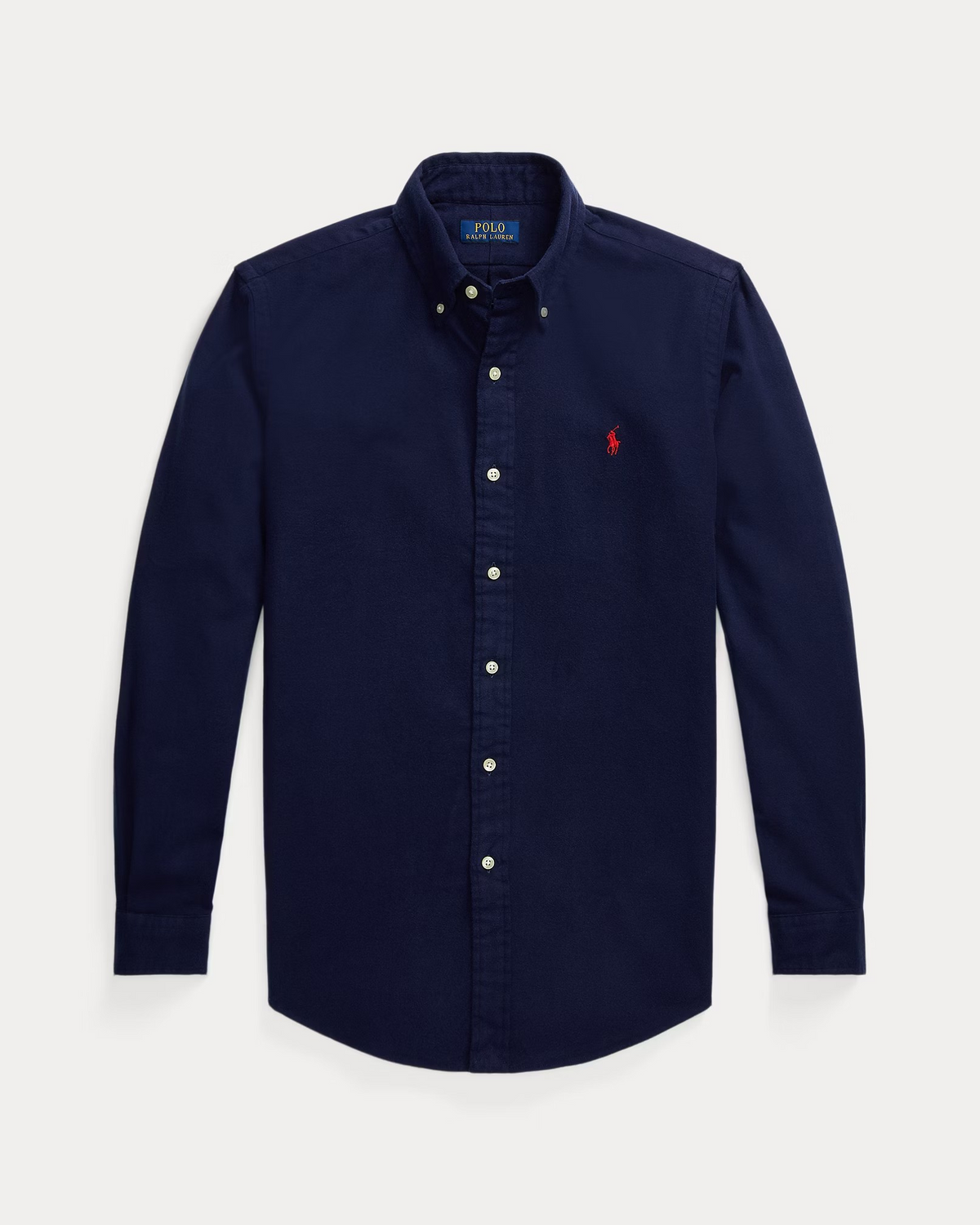 Custom Fit Brushed Flannel Shirt - Navy