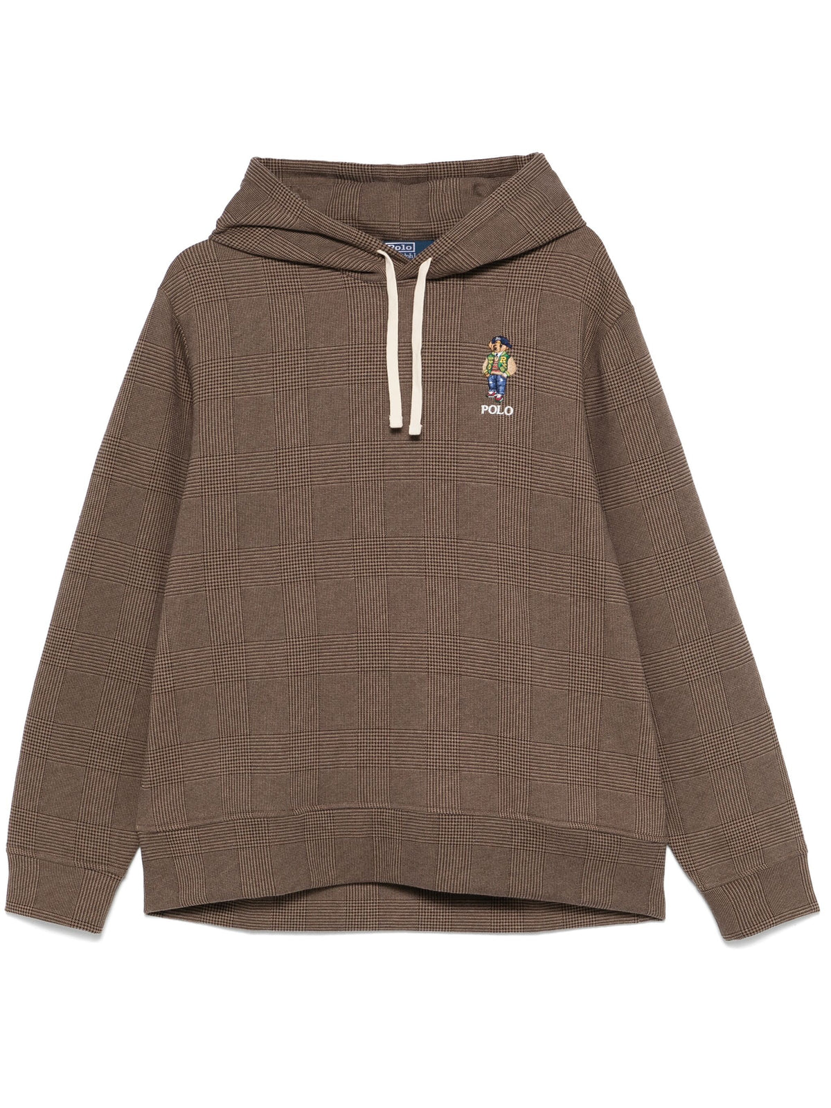 Small Polo Bear Checked Hoodie - Brown