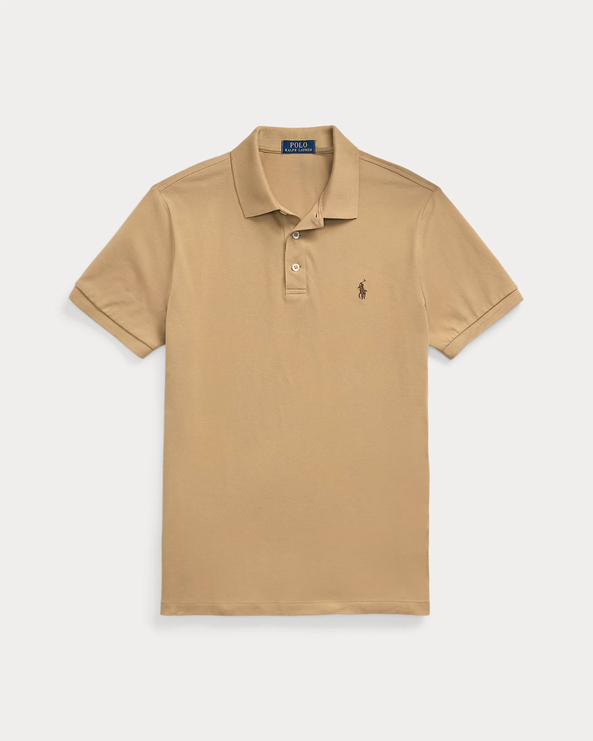 Custom Slim Fit Stretch Mesh Polo - Beige