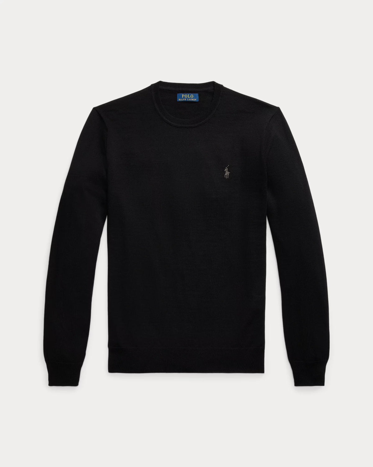 Slim Fit Washable Wool Crewneck Jumper - Black