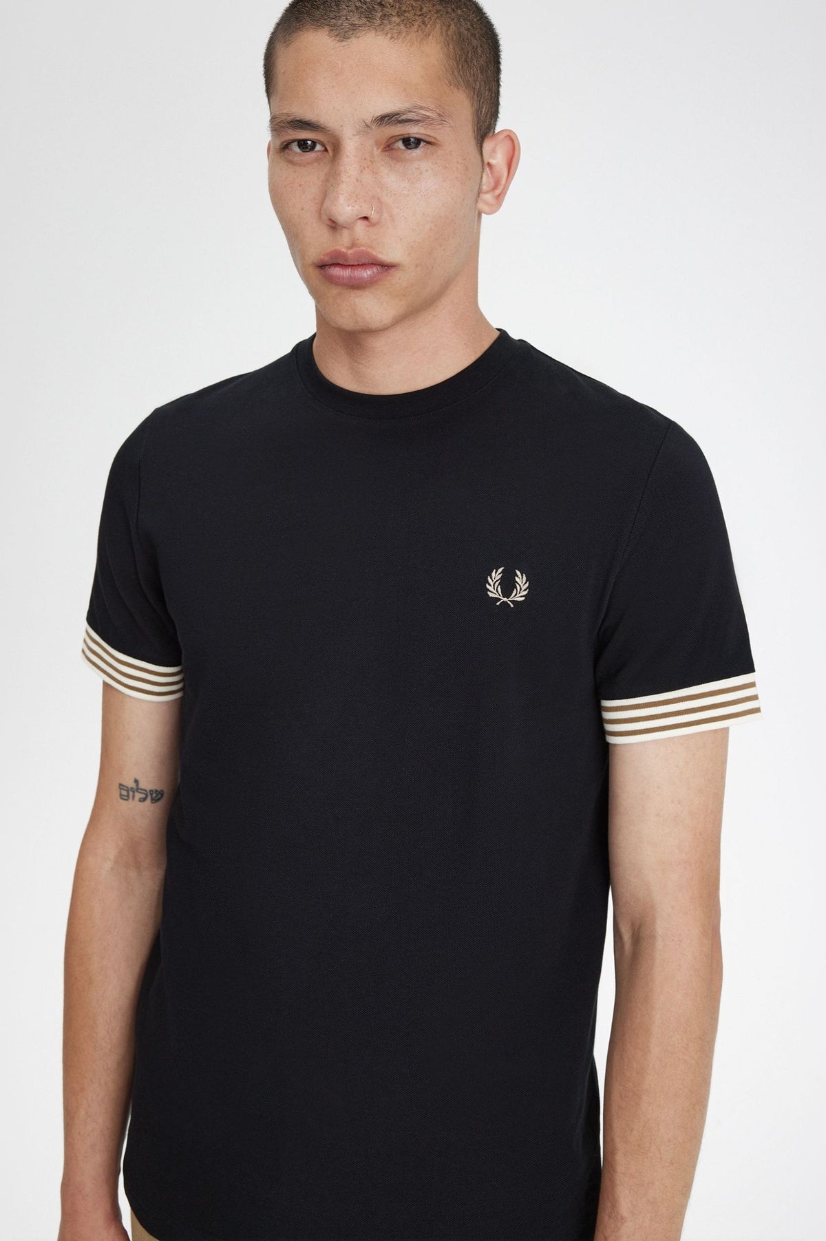 Striped Cuff T-Shirt - Black