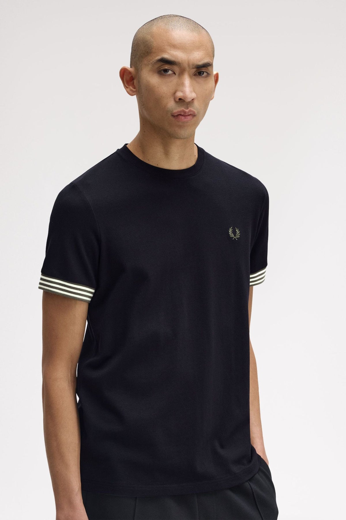 Striped Cuff T-Shirt - Black