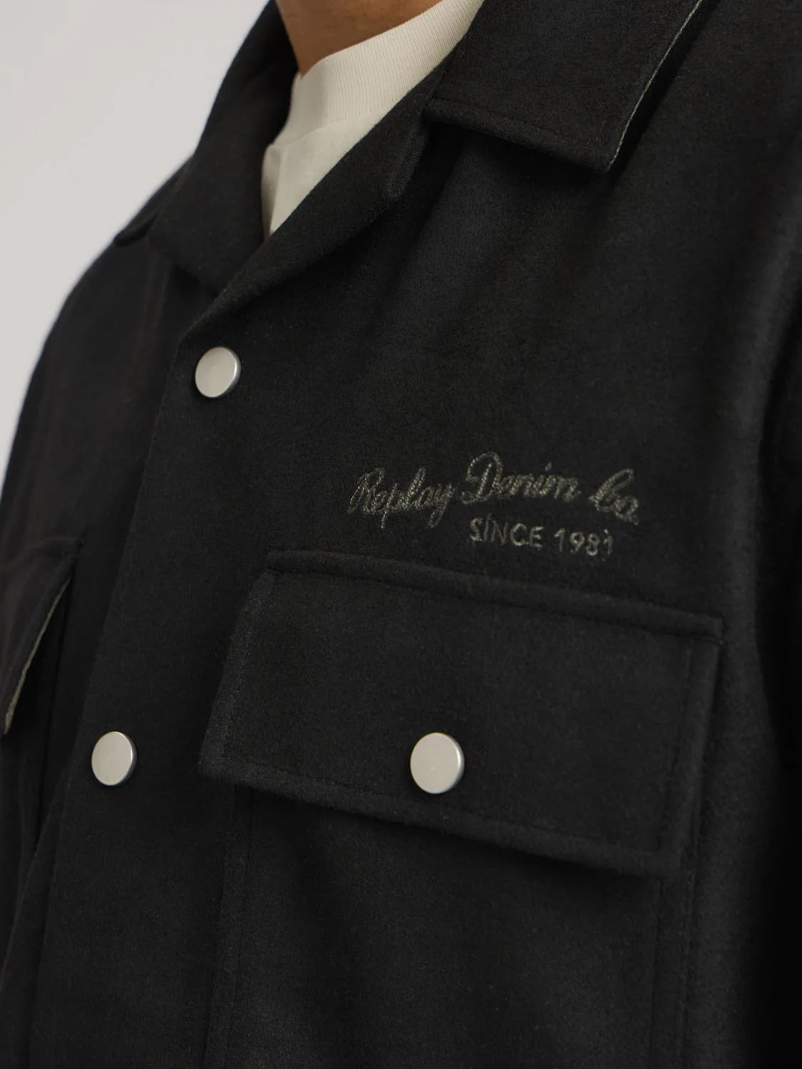 Wool Blend Overshirt - Black