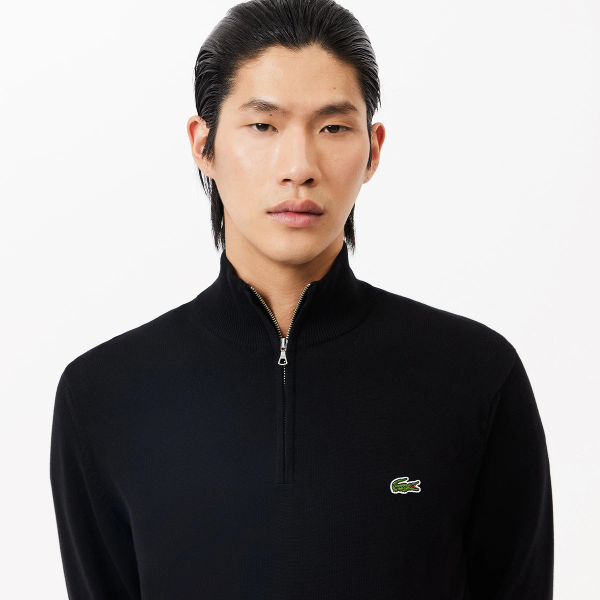 Quarter Zip Cotton Sweatshirt - Black