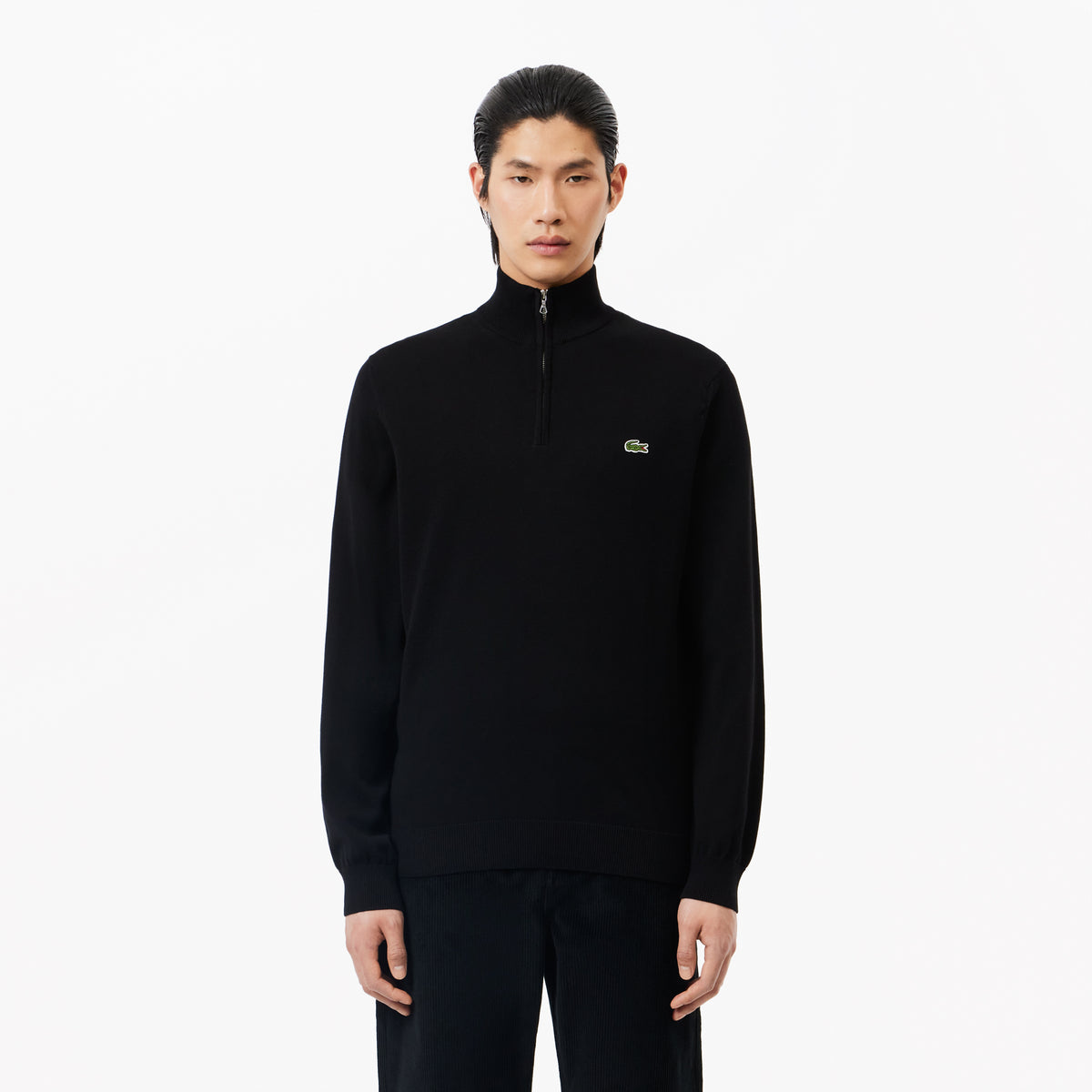 Quarter Zip Cotton Sweatshirt - Black