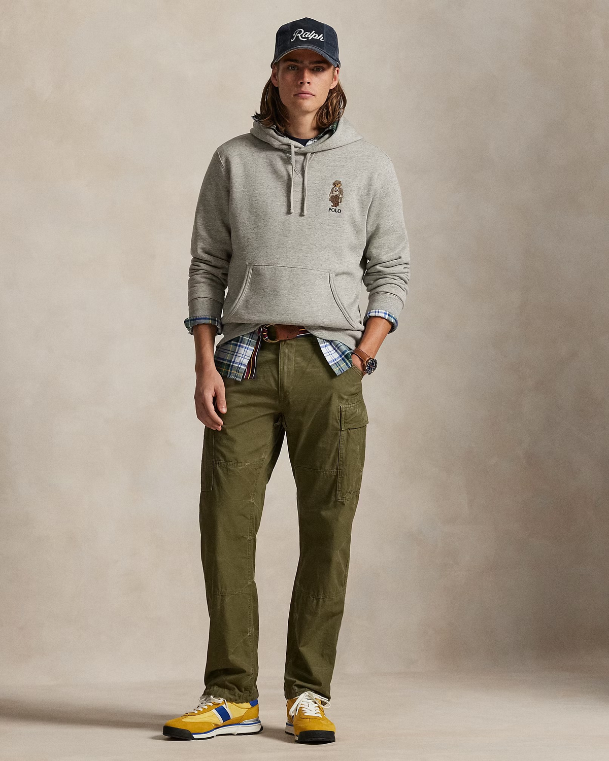 Bear Fleece Overhead Hoodie - Grey