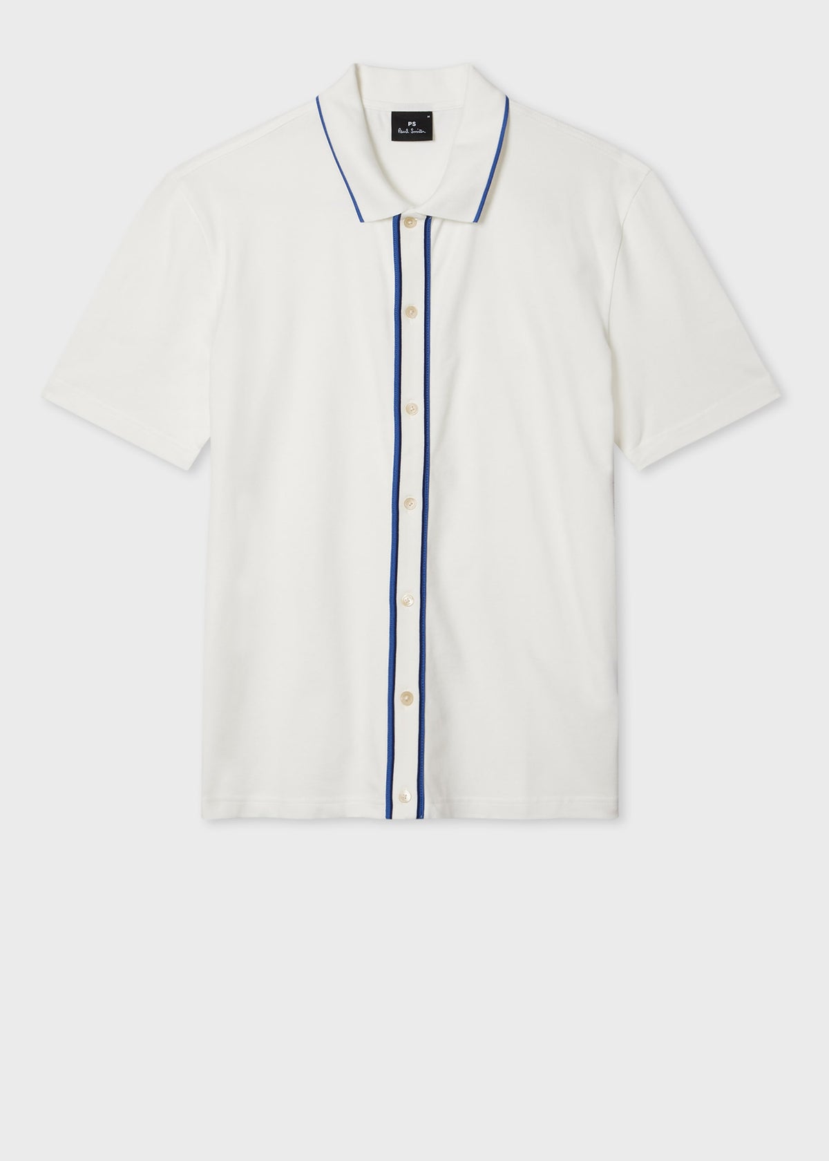 Full Button Stretch Polo Shirt - Ecru