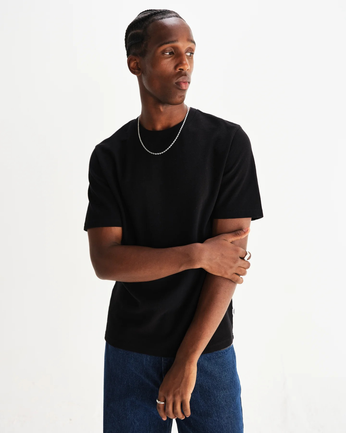 Dean Textured Organic Cotton T-Shirt - Black