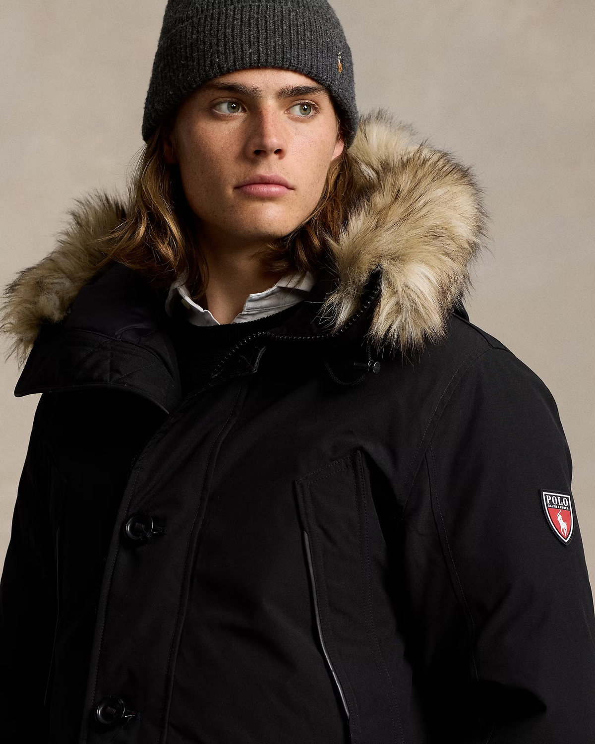 Faux Fur Down Jacket - Black