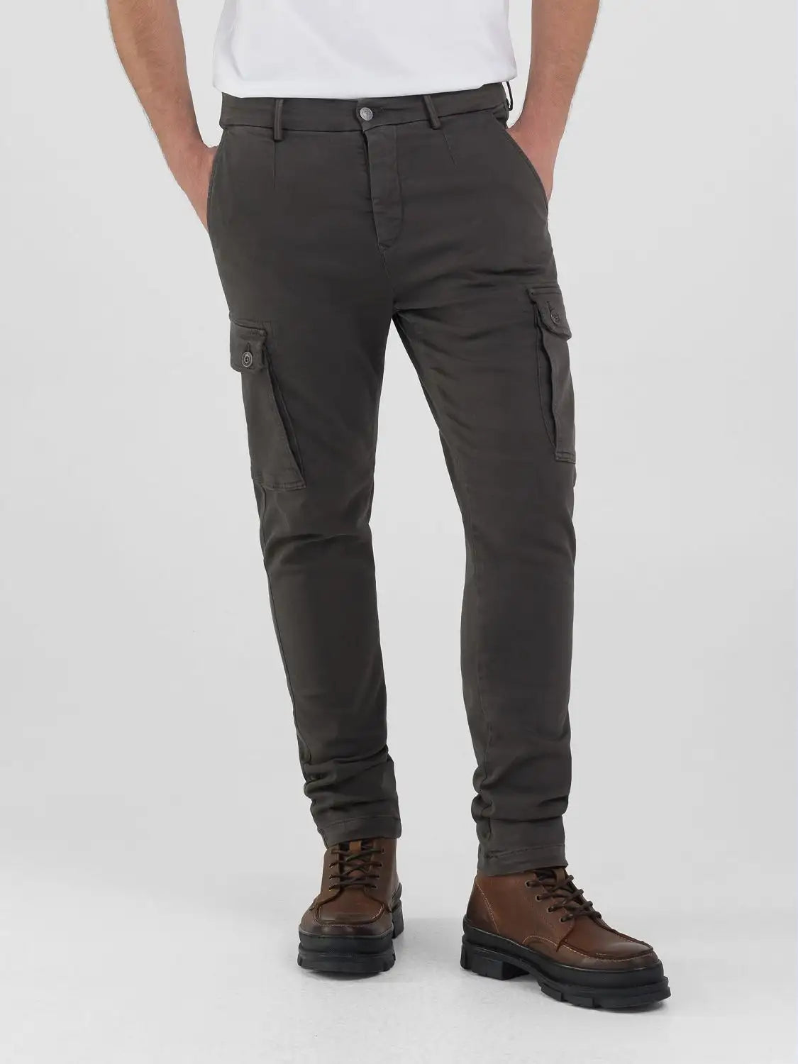 Hyperflex Jaan Slim Fit Cargo Jeans - Wood Grey