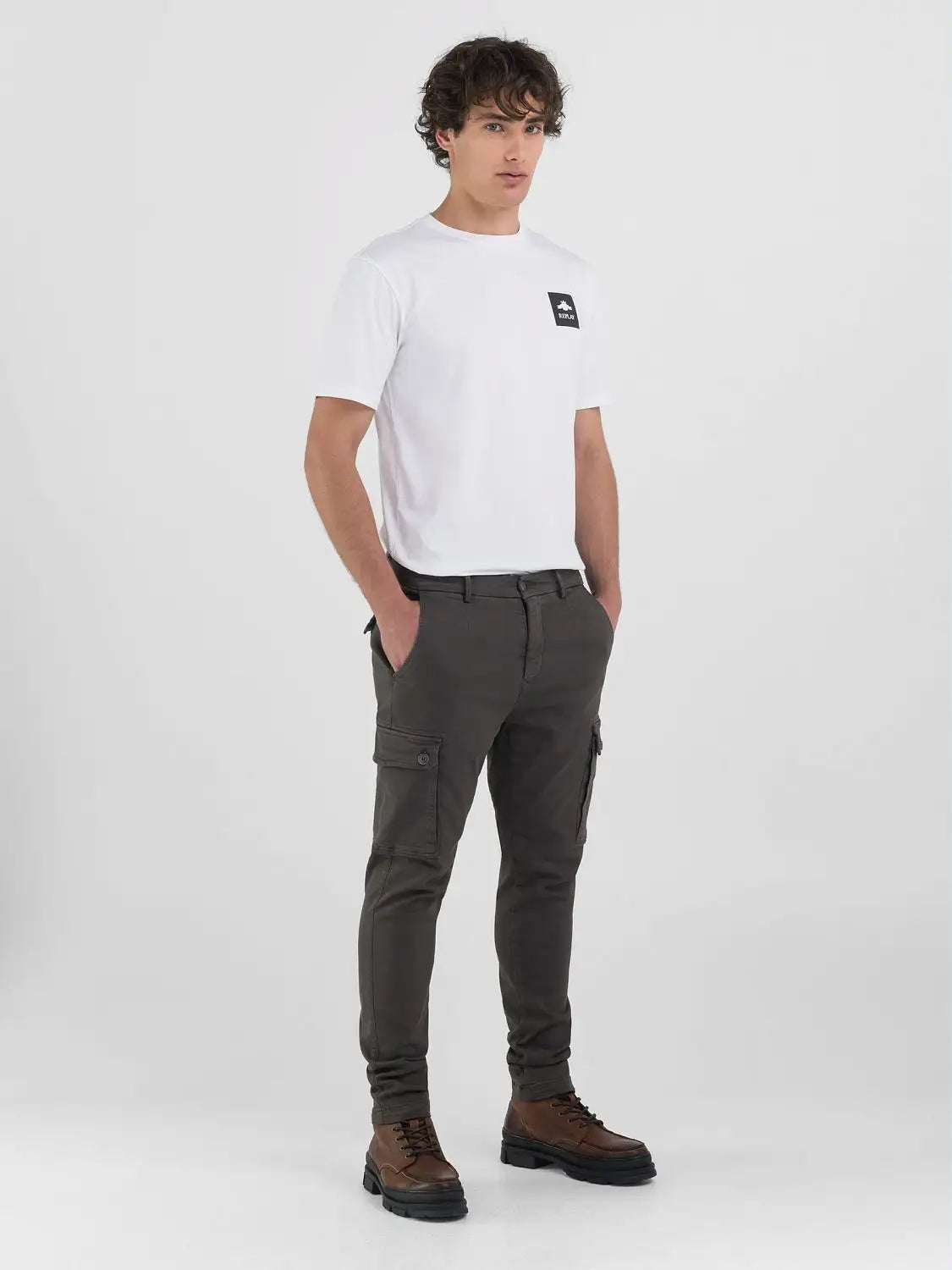 Hyperflex Jaan Slim Fit Cargo Jeans - Wood Grey