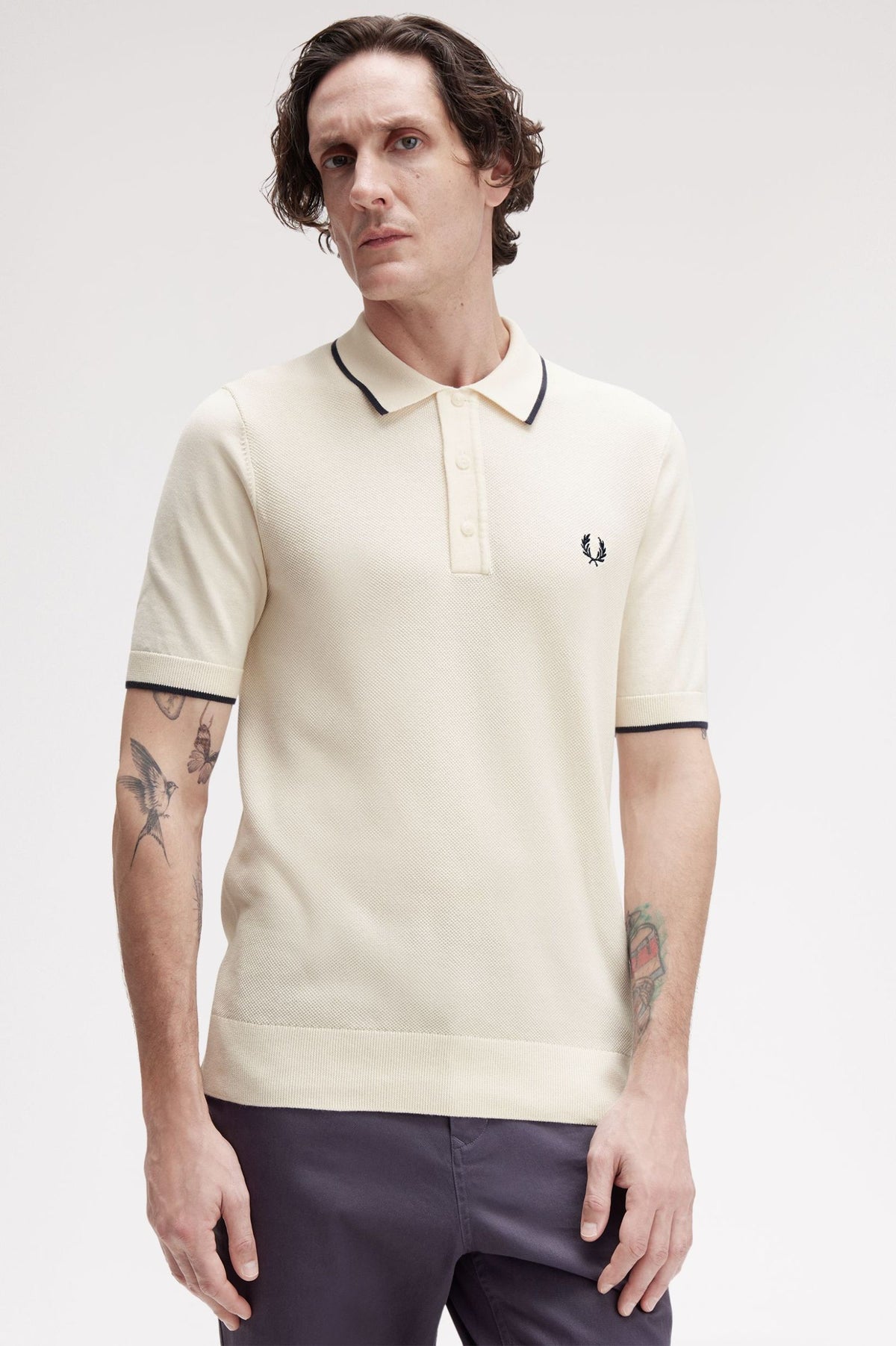 Pique Stitch Knitted Shirt - Cream