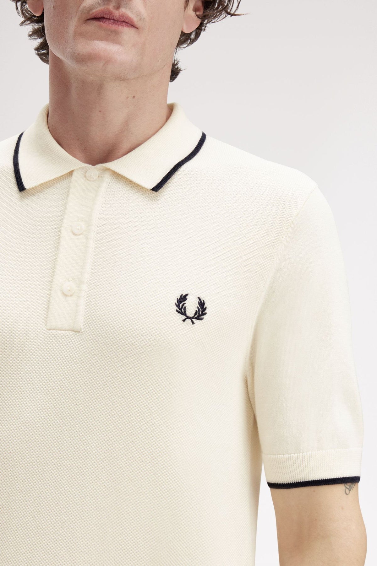 Pique Stitch Knitted Shirt - Cream