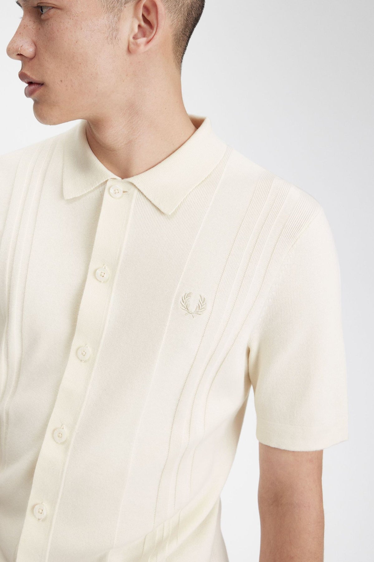 Button Through Knitted Shirt - Cream