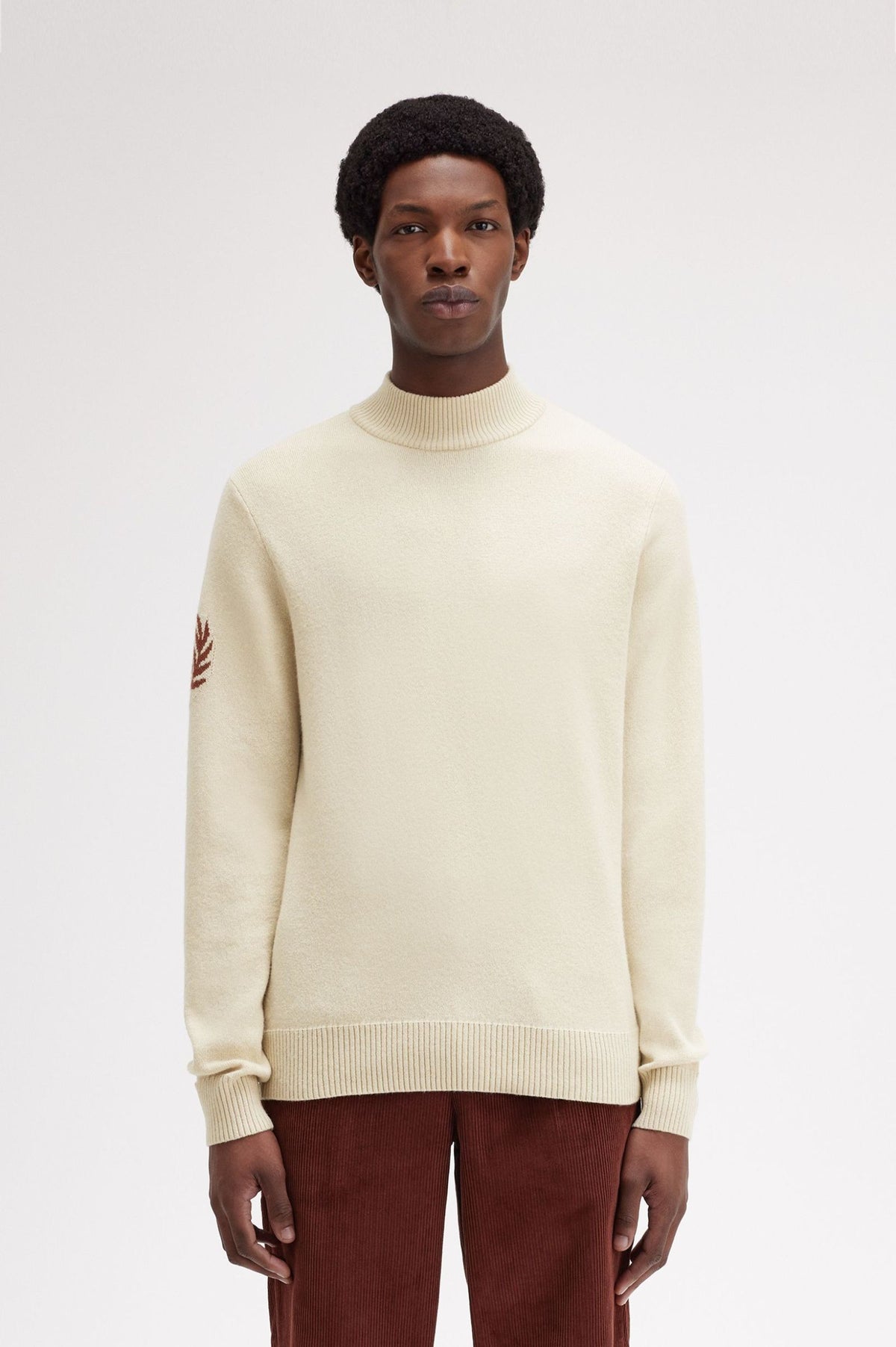 Laurel Wreath Mock Neck Jumper - Cream