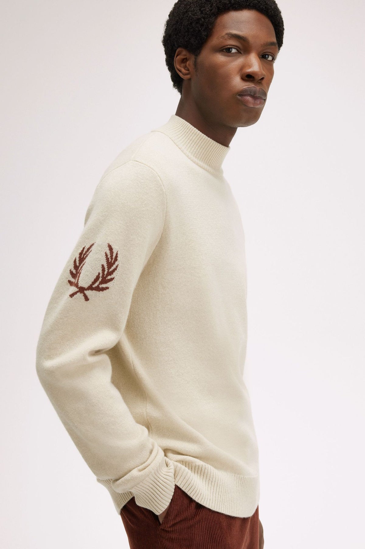 Laurel Wreath Mock Neck Jumper - Cream