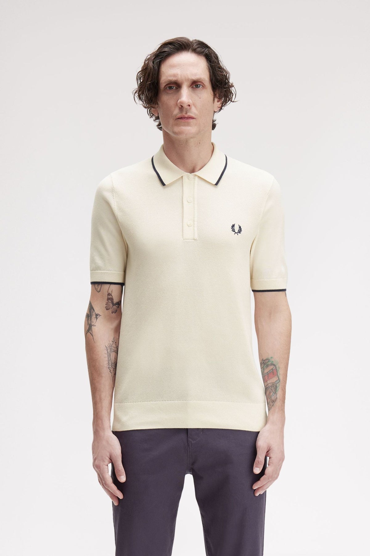 Pique Stitch Knitted Shirt - Cream