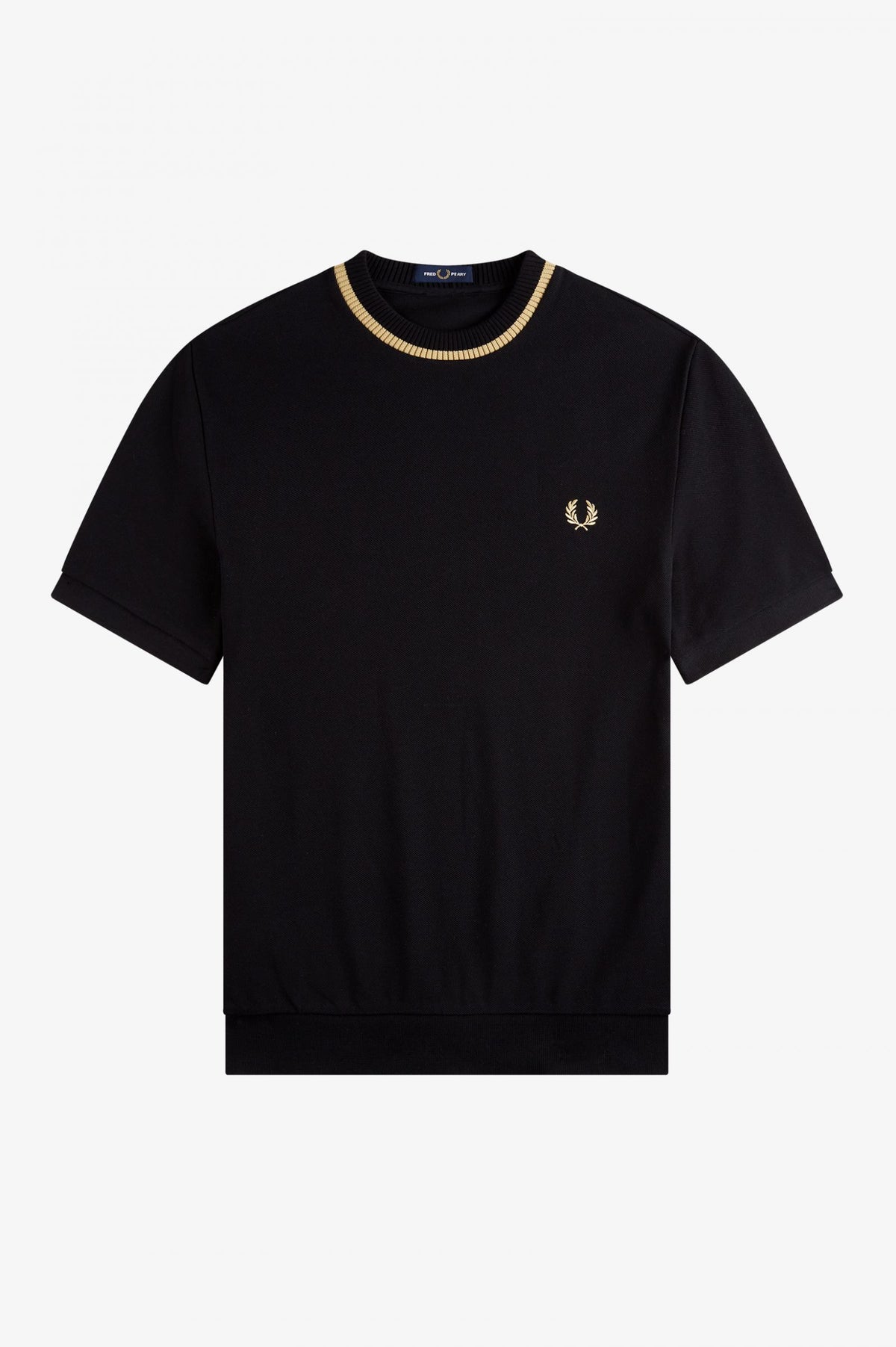 Crew Neck Piqué T-Shirt - Black