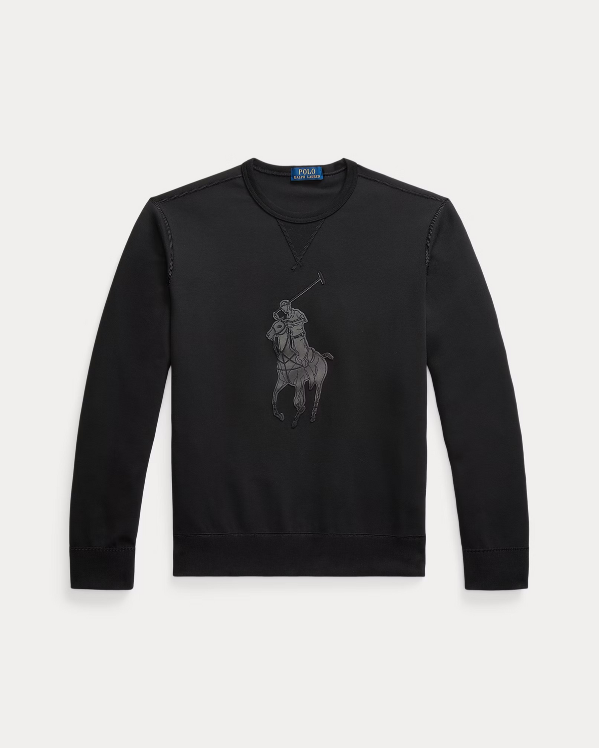 Leather-Pony Double-Knit Sweatshirt - Black