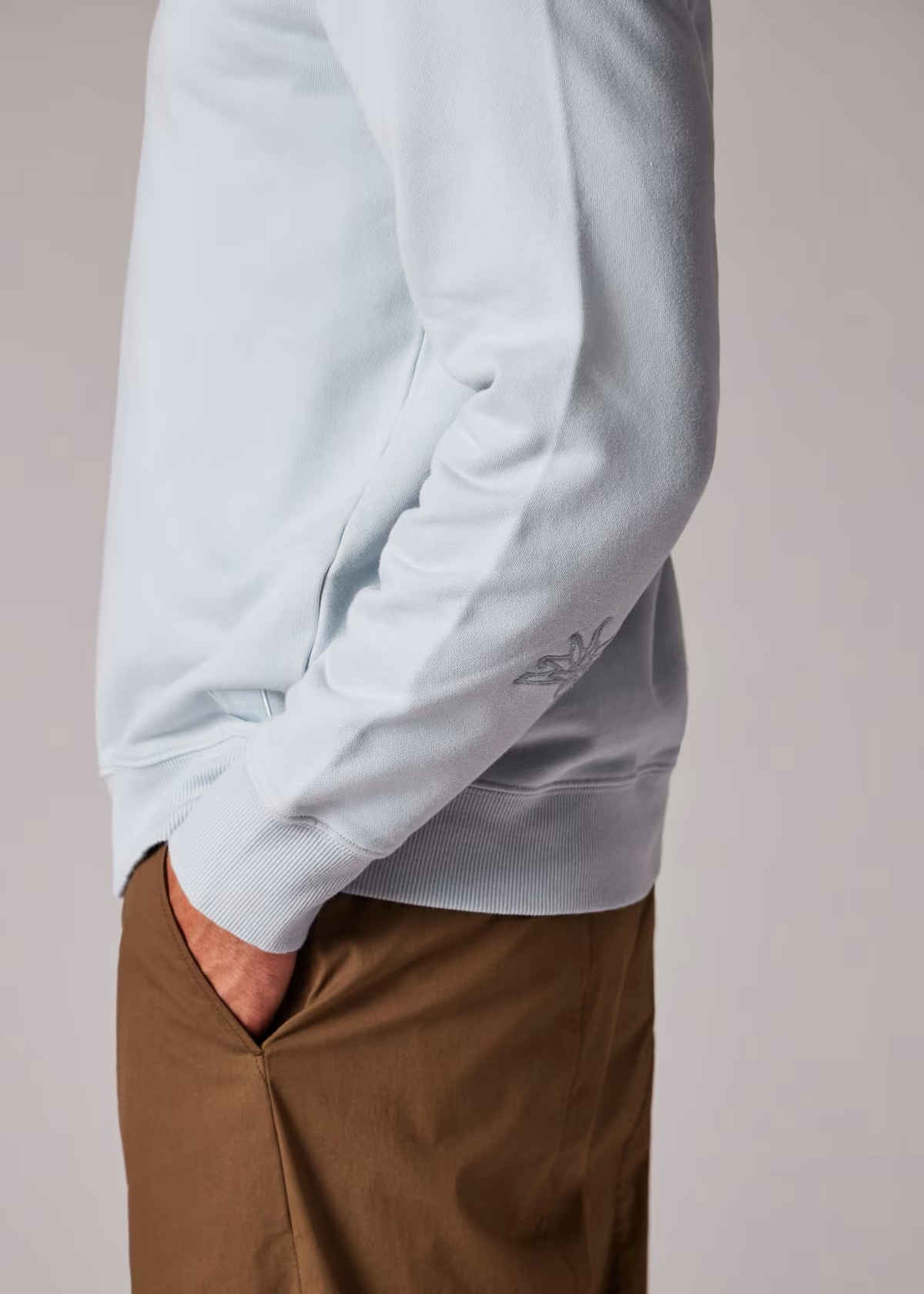 Organic Cotton Zip-Neck Sweatshirt - Sky Blue