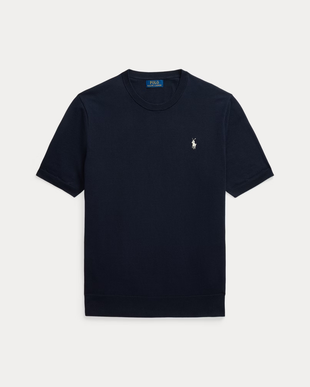 Cotton Crewneck Short-Sleeve T-Shirt -Navy