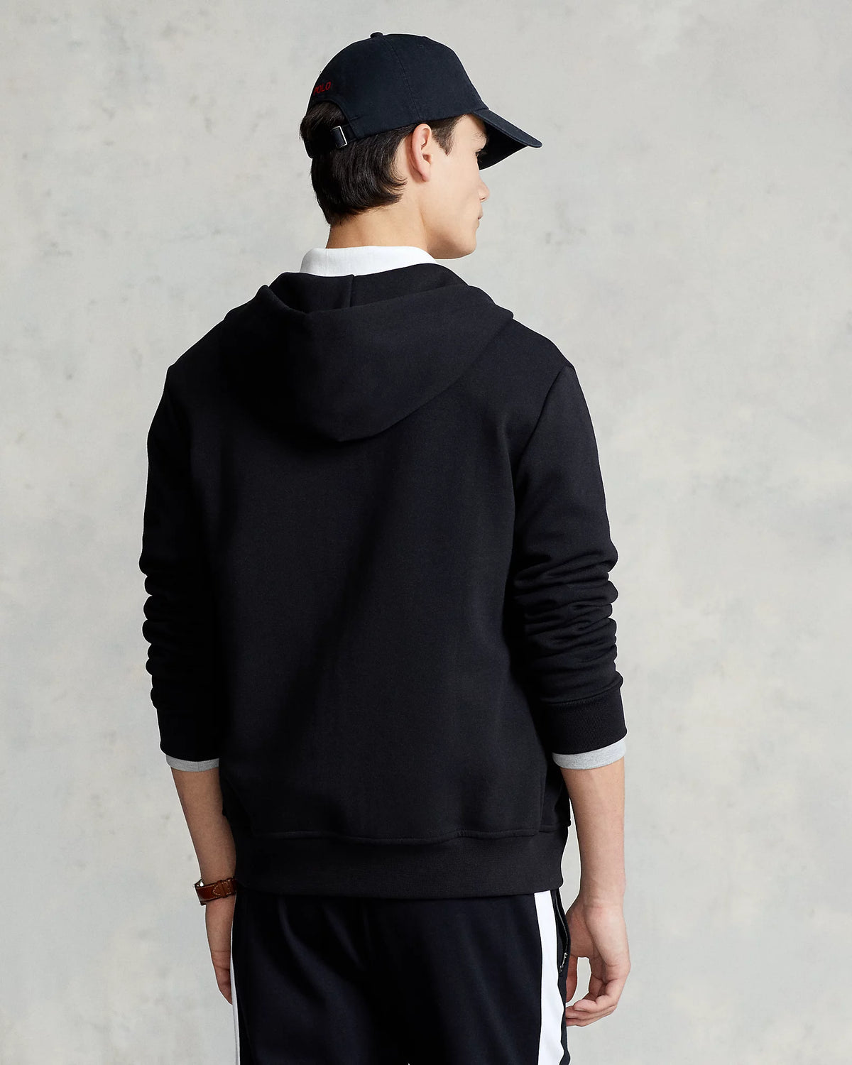 Double Knit Full Zip Hoodie - Black