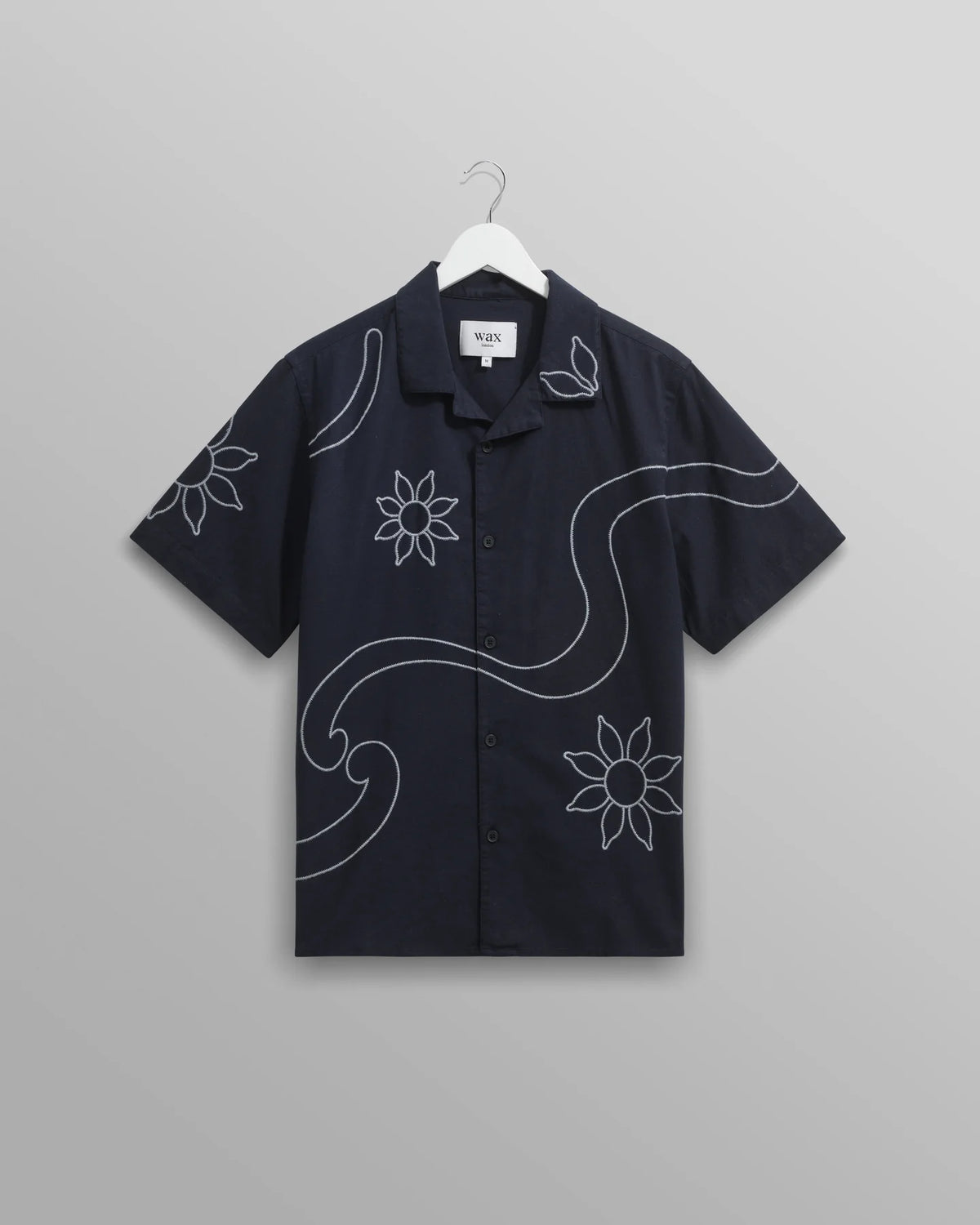 Didcot Floral Embroided Short Sleeve Shirt - Navy