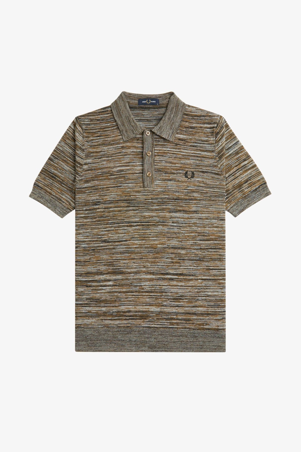 Space Dye Knitted Polo - Multi Tan