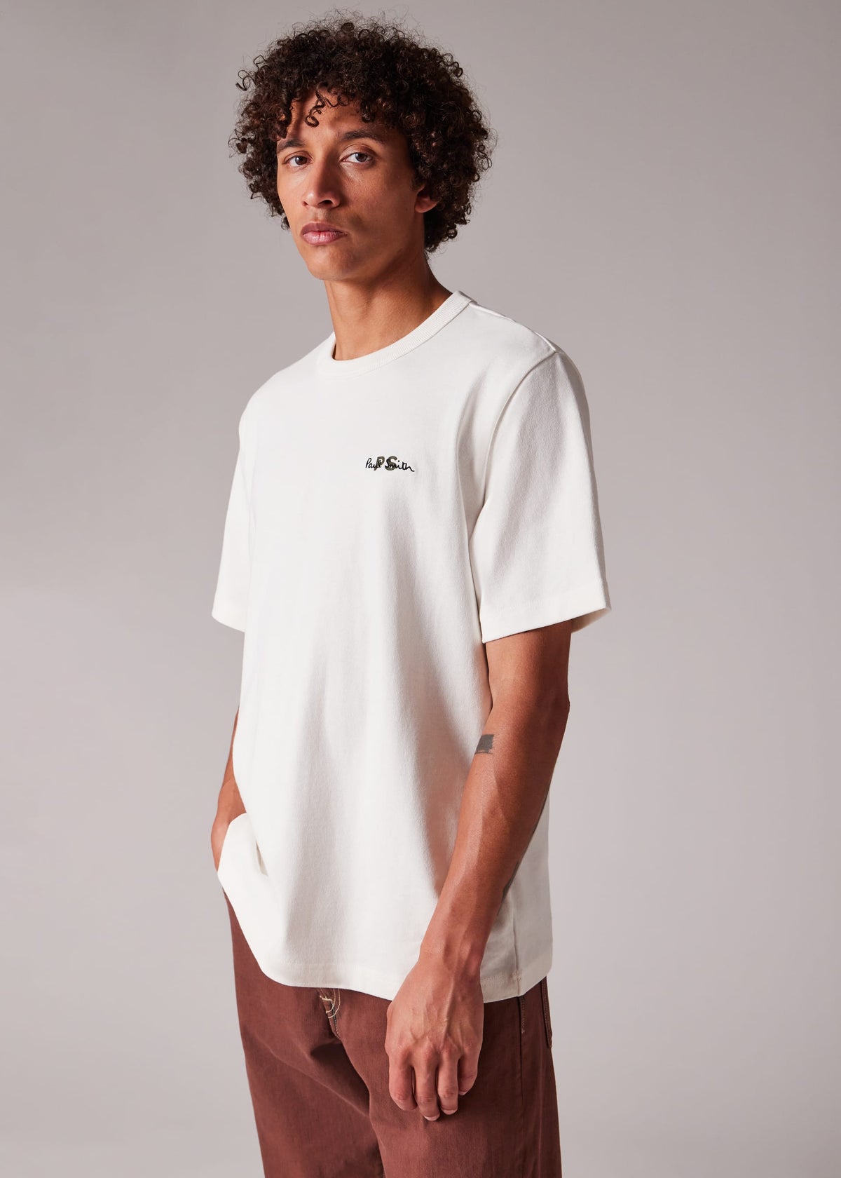 Oversized Logo Embroidery T-Shirt - Ecru