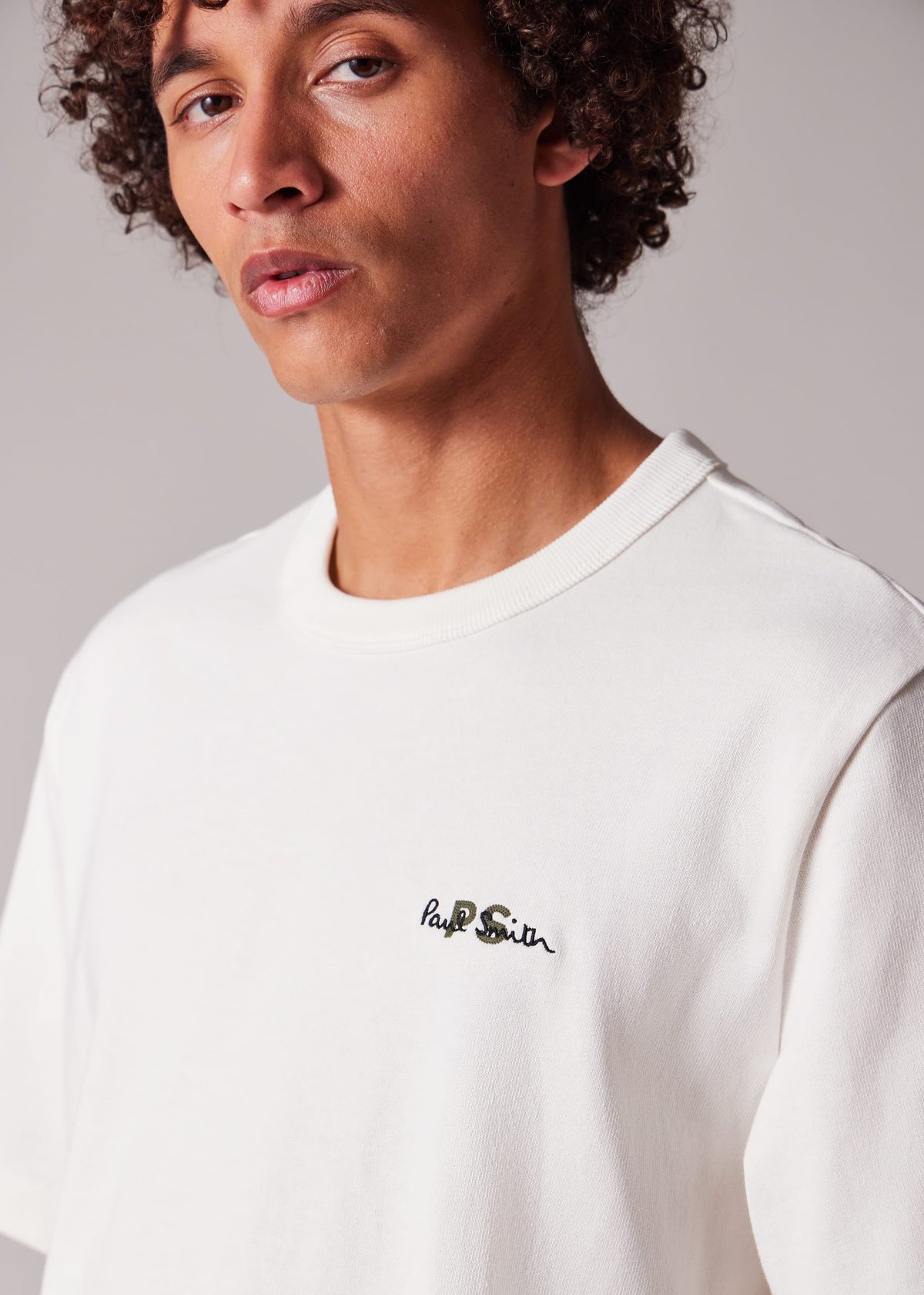 Oversized Logo Embroidery T-Shirt - Ecru