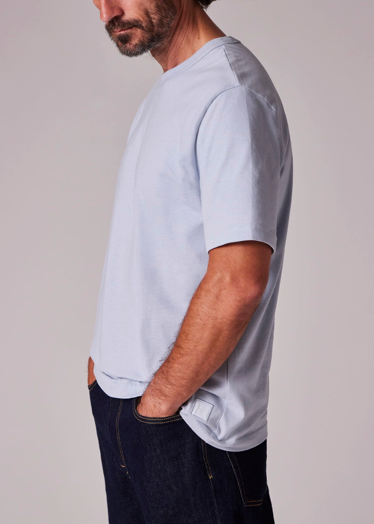 Casual Fit Tonal Embroidery T-Shirt - Sky Blue